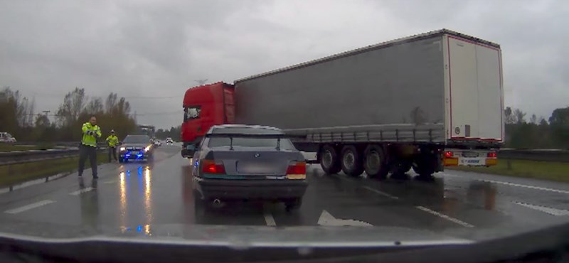 VIDEÓ: Összefogott a kamionos a rendőrökkel, együtt kapták el a menekülő BMW-st