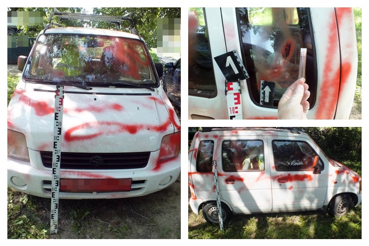 Fotók – Haragudott volt házastársára, az autó szinte minden elemét lefújta piros festékkel
