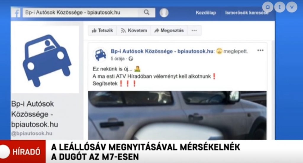 ATV: “A Budapesti Autósok közösségi oldalán már megindult a vita az ötletről.”