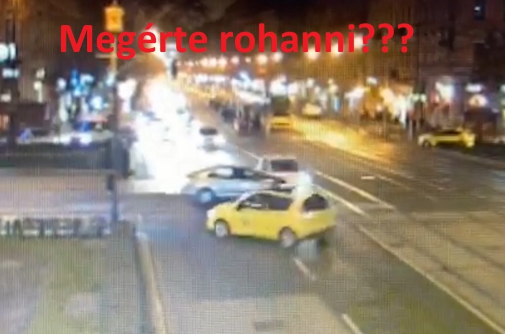 VIDEÓ: Az ütközés erejétől a taxis megpördült az Oktogonon – ismét piros lámpa semmibevétele