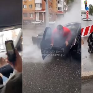 VIDEÓ: Nagyot buliztak az autóban a fiatalok, aztán sikerült lájv videóban totálkárosra törni a Mercit