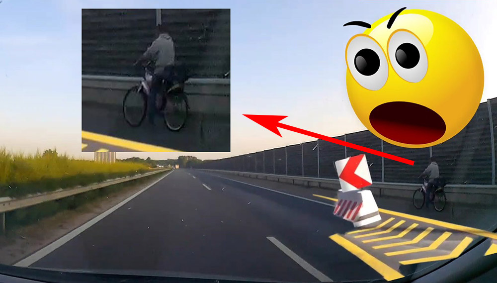 VIDEÓ: M5-ösön bringával? Simán! Az a vicc, hogy ez nem vicc :)