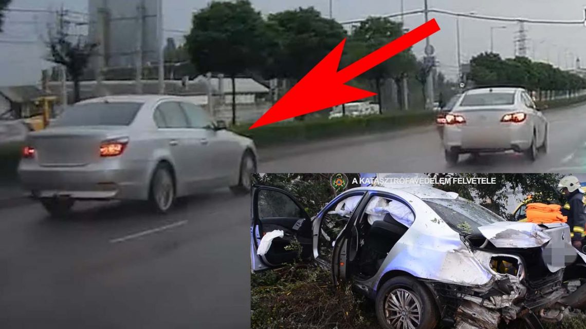 Előzményfelvétel a BMW-ről, amit kettévágott egy oszlop a Soroksári úti balesetben Előzményfelvétel a BMW-ről, amit kettévágott egy oszlop a Soroksári úti balesetben
