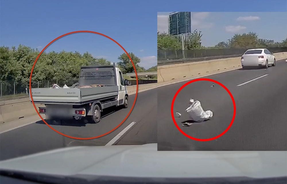 VIDEÓ: Építőanyagok repültek a száguldó autók közé egy platóról az M3-ason tegnap VIDEÓ: Építőanyagok repültek a száguldó autók közé egy platóról az M3-ason tegnap
