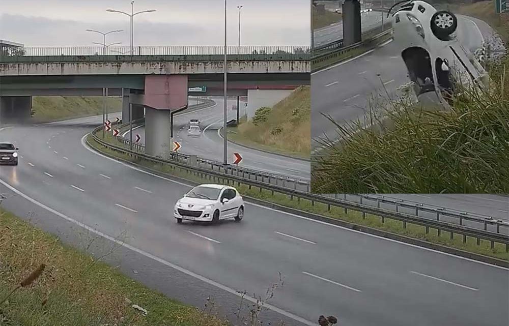 VIDEÓ: Hatalmasat repült az útról lesodródott Peugeot. Kemény pillanatokat élhetett át a sofőr VIDEÓ: Hatalmasat repült az útról lesodródott Peugeot. Kemény pillanatokat élhetett át a sofőr