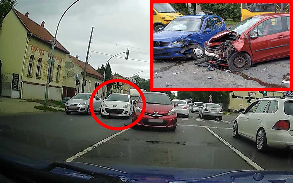 VIDEÓ: Csak(!) kapkodott. Nézd meg mit okozott emiatt a fehér Peugeot sofőrje