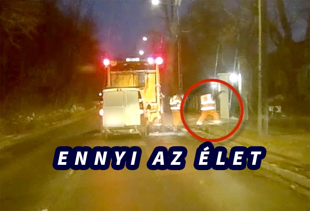 Videón az életmentő ugrás! Kukásautóba rohant egy furgon Budakeszin
