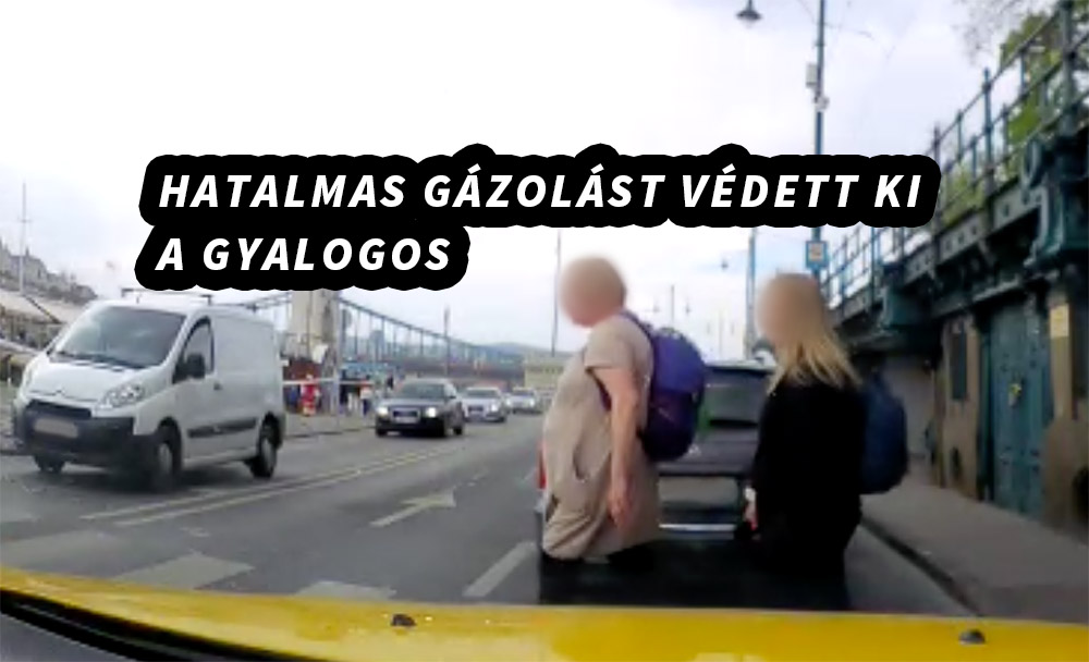 VIDEÓ: Akkora gázolást védett ki a gyalogos a rakparton, hogy kettévágnánk a skodás jogsiját