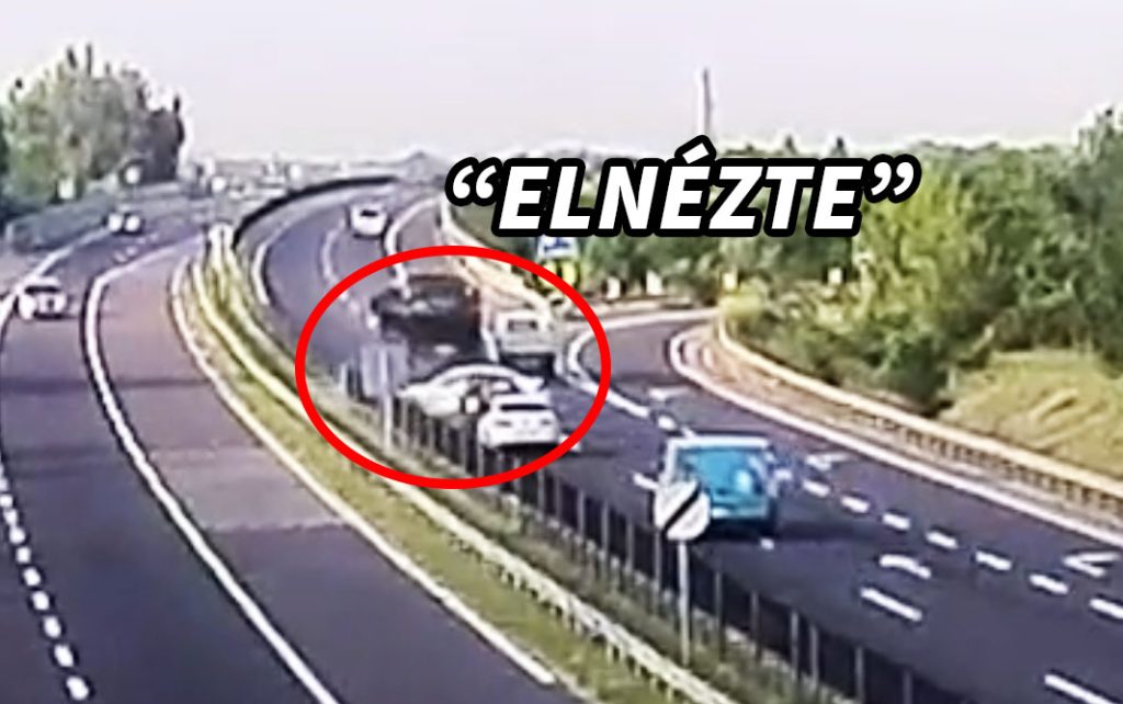 VIDEÓ: Törtek az autók az M2-esen. „Elnézte” a buszsofőr a sávváltást.