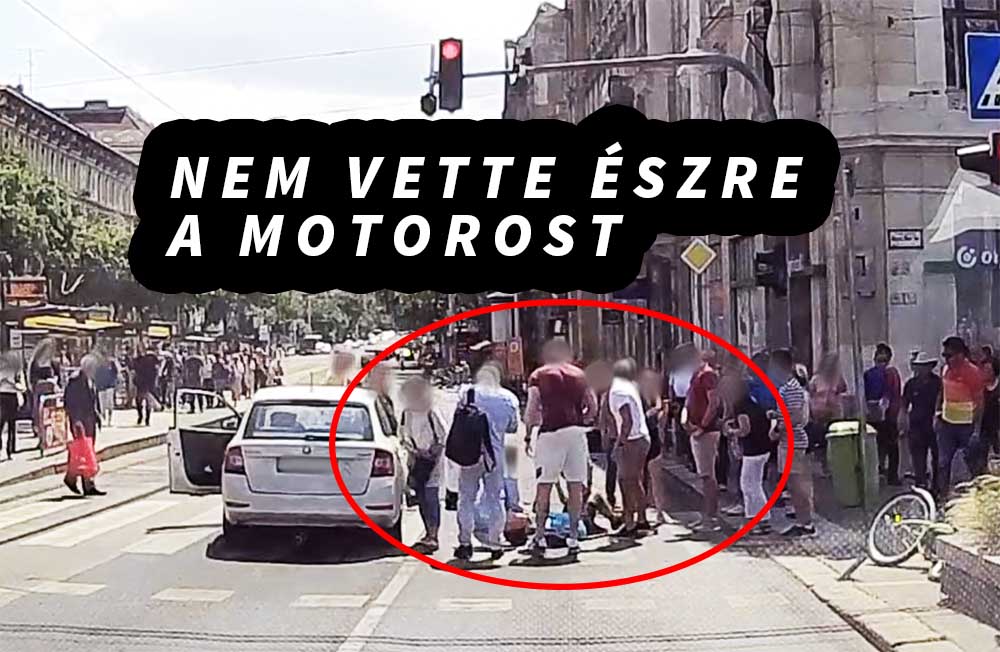 VIDEÓ: A bukósisak védhette meg a motorost, akinek nekihajtott a Skoda sofőrje a Margit hídon