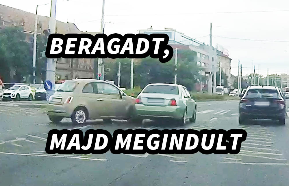 VIDEÓ: Csúnyát büntetett az élet, mert a Fiat 500 beragadt a kereszteződésbe