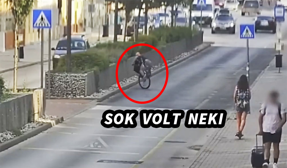 VIDEÓ: Lopott biciklivel, hóna alatt egy tv-vel esett hatalmasat a tolvaj Székesfehérváron