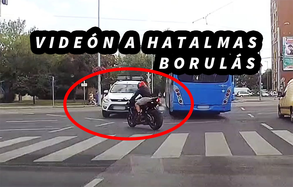 VIDEÓ: Óriásit hibázott a motoros és az autó elé kanyarodott Kőbányán