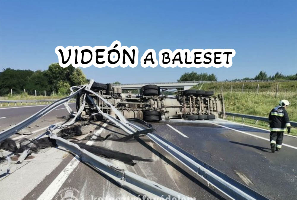 VIDEÓ: Felborult a tartálykocsi, több száz liter tej folyt az útra