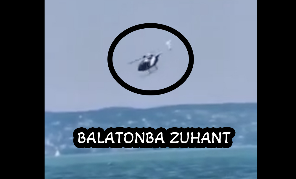 Videón, ahogy a Balatonba zuhan egy rendőrségi helikopter