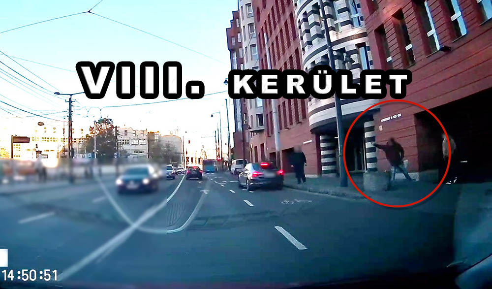 Üveget dobott a 8. kerületben a kamerás autó elé. Betört a szélvédő – VIDEÓ