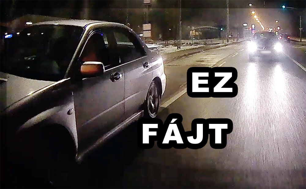 VIDEÓ: Úgy megpadkázta a Subarut a Pesti úton, hogy az már fájt. Buszsávban akart előzni, de az elfogyott