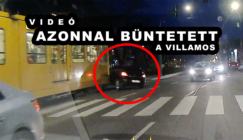 Videón, ahogy a villamos elé kanyarodik az Opel, mert a piros lámpát nem vette figyelembe a sofőr