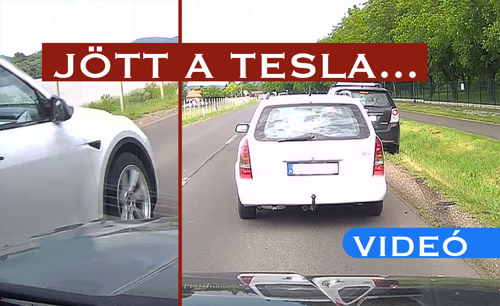 Szinte lelökte az útról a Tesla sofőrje a Toyotát. Majdnem az árokban kötött ki, úgy megijedt