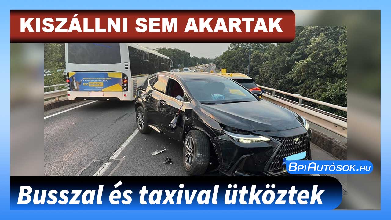 Lexus ütközött busszal és taxival a reptérre vezető gyorsforgalmin