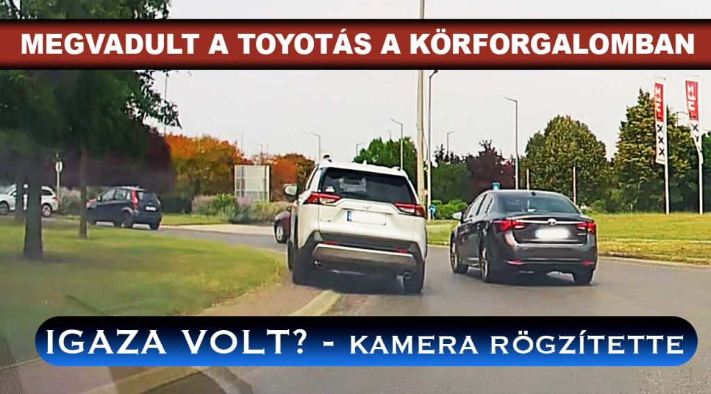 Megmutatta a Toyotás, hogy a lekopott felfestés ellenére két sávos a körforgalom a soroksári IKEA-nál