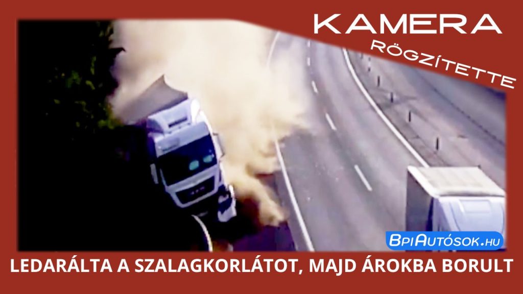 Ledarálta a szalagkorlátot a kamion, majd árokba borult