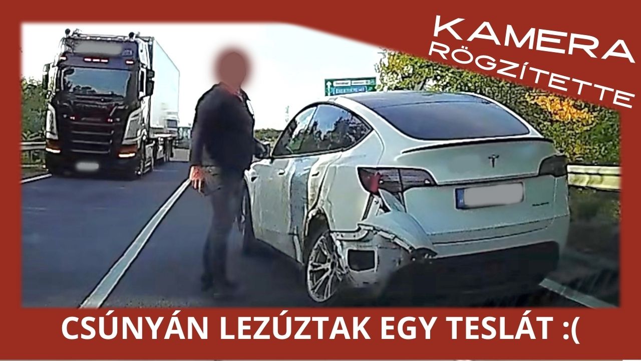 Csúnyán lezúzta a Teslát egy furgon az 5-ös úton