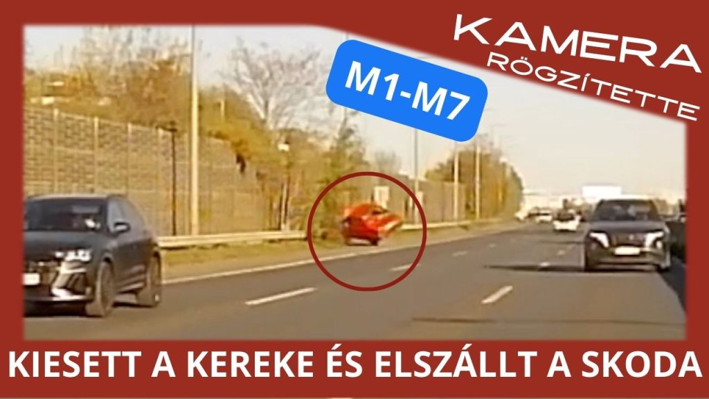 Kiesett a kereke és a szalagkorlátnak csapódott egy Skoda az M1-M7 kivezetőn