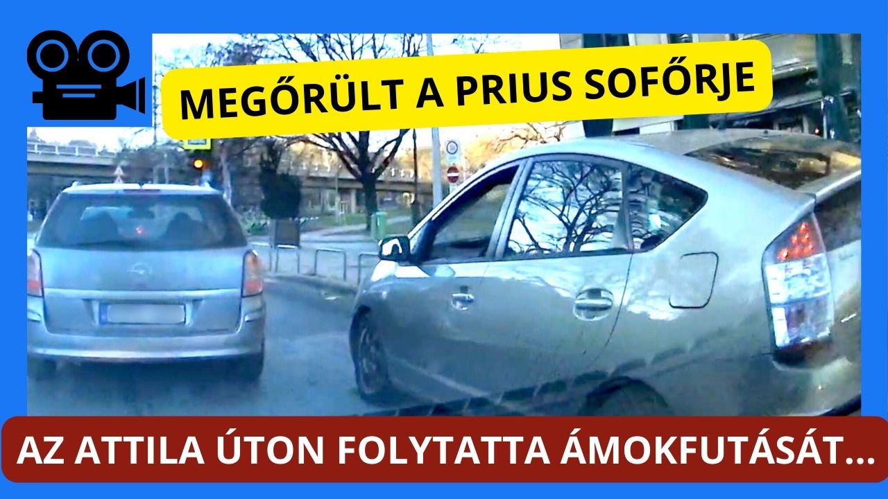 Megőrült a Prius sofőrje a Döbrentei téren. Az egész sort kicselezve folytatta ámokfutását az Attila úton