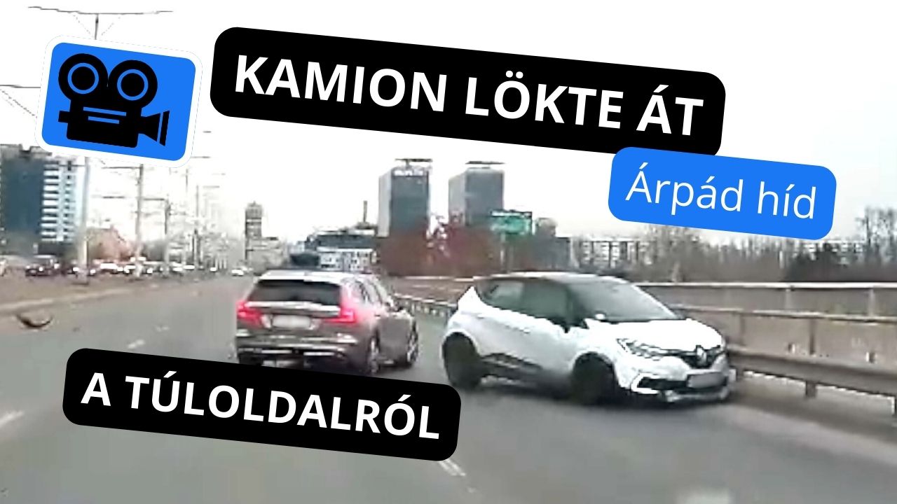 Kamion ütötte ki az autókat az Árpád hídon. Az egyik autó a híd túloldalán kötött ki