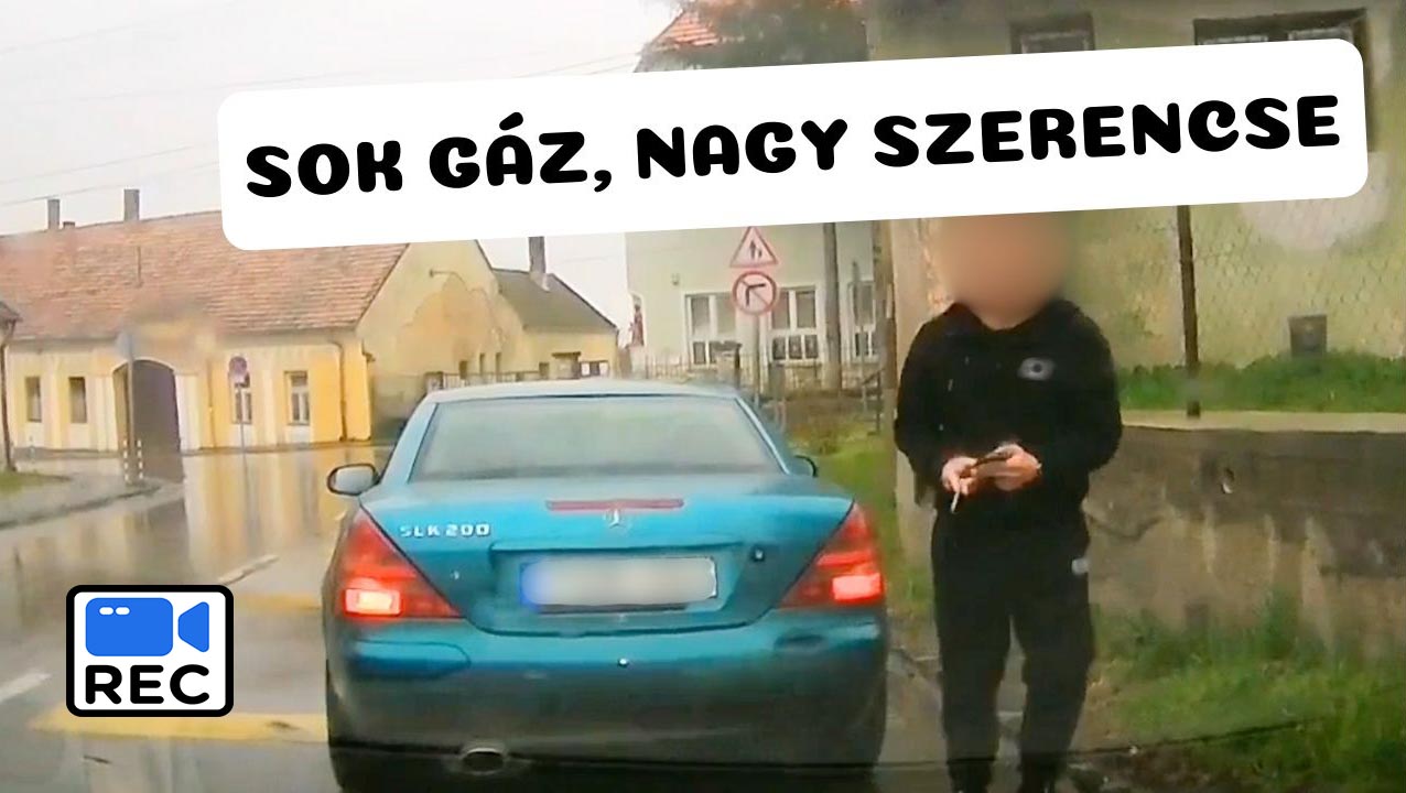 Sok gáz, nagy szerencse! Megmutatta vezetői tudását a Mercedes sofőrje