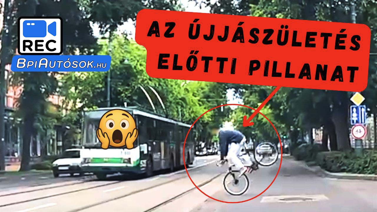 Azt hitte a biciklis, hogy még átfér, de jött a busz és borult a terv