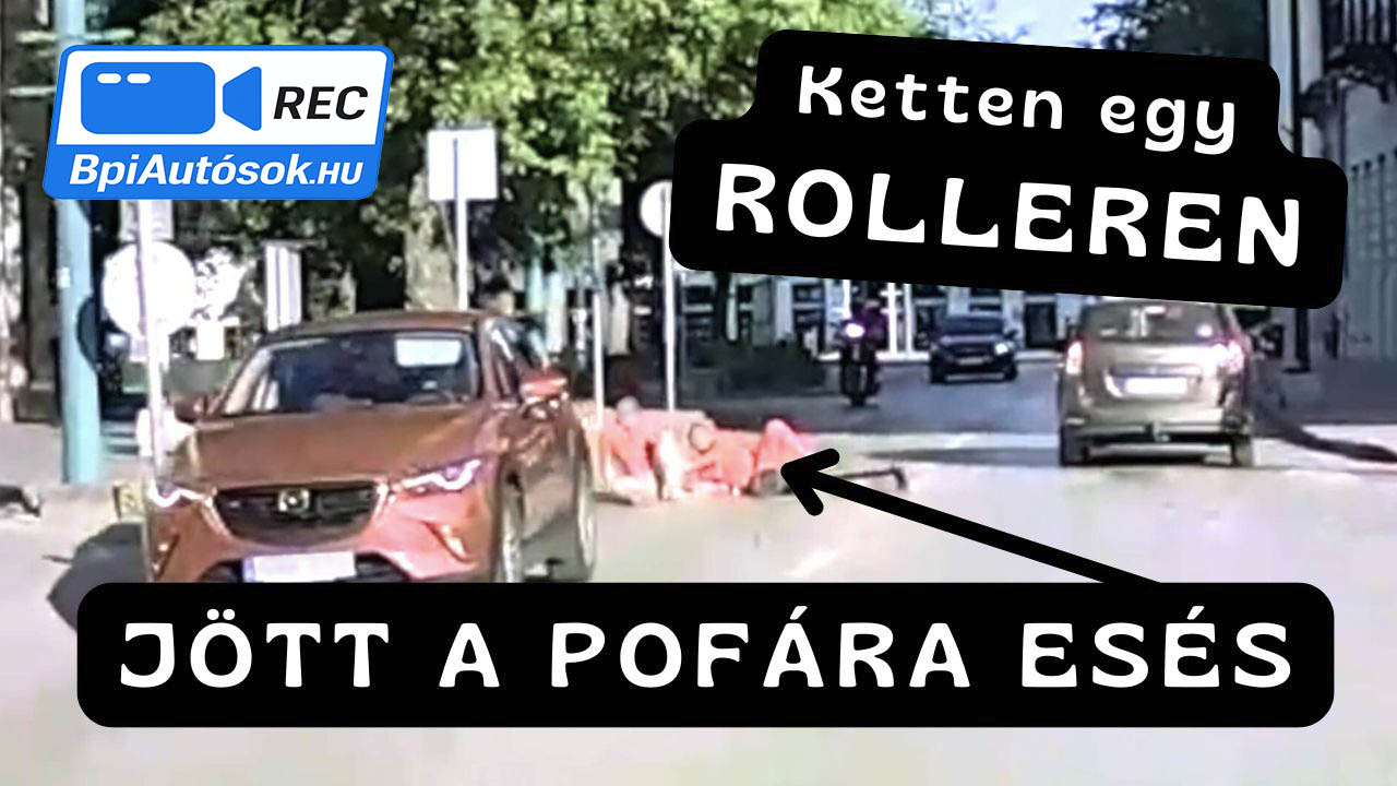 Belecsapódtak az autóba egy ceglédi zebrán. Sisak nélkül, ketten egy rolleren