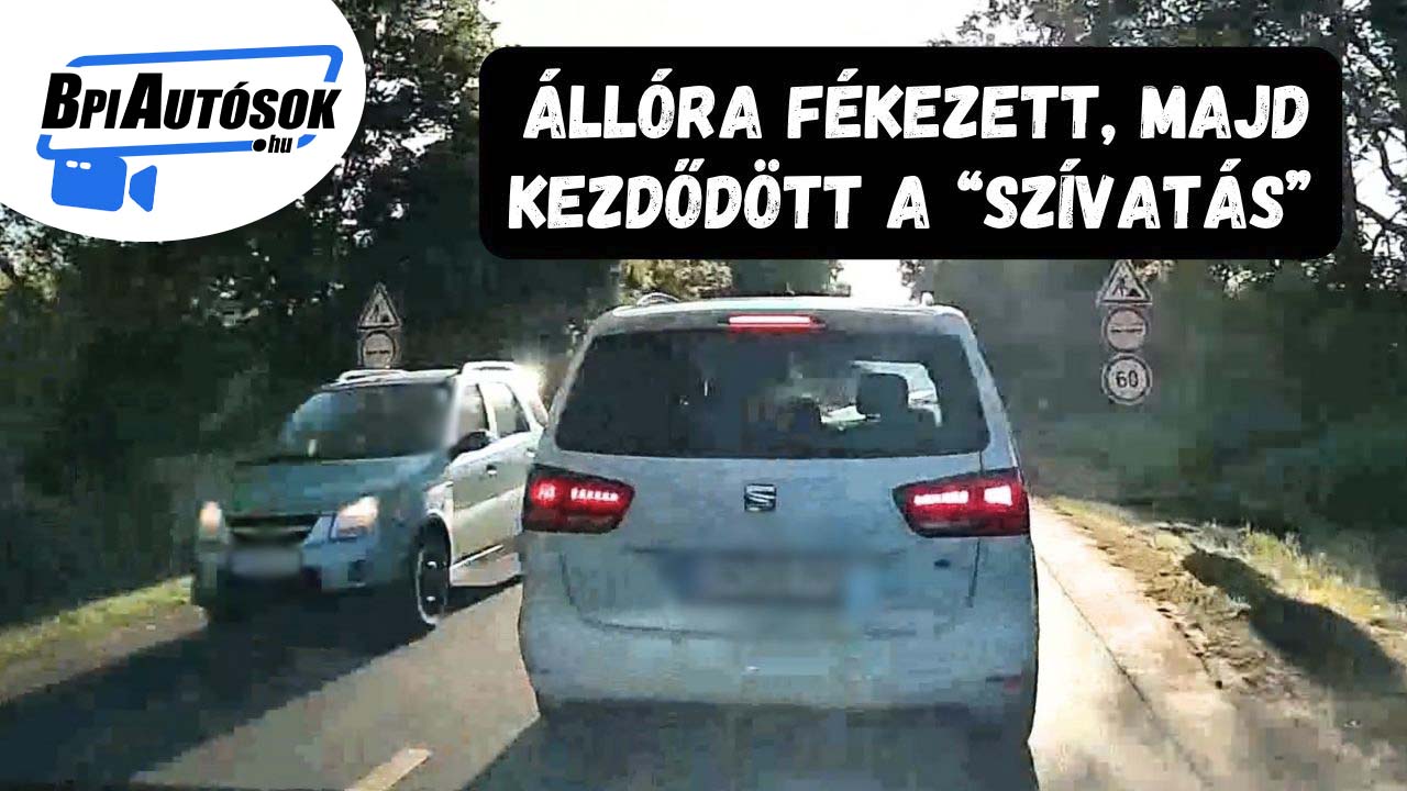 Többször büntetőfékezett, majd megállt és elkezdte szívatni a kamerás autó sofőrjét