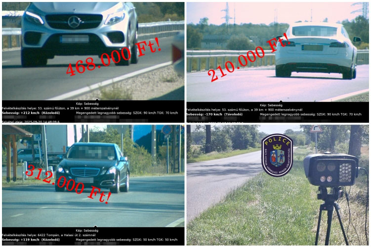 A teslás 170-nel, a mercis 212-vel hajtott 90 km/h helyett