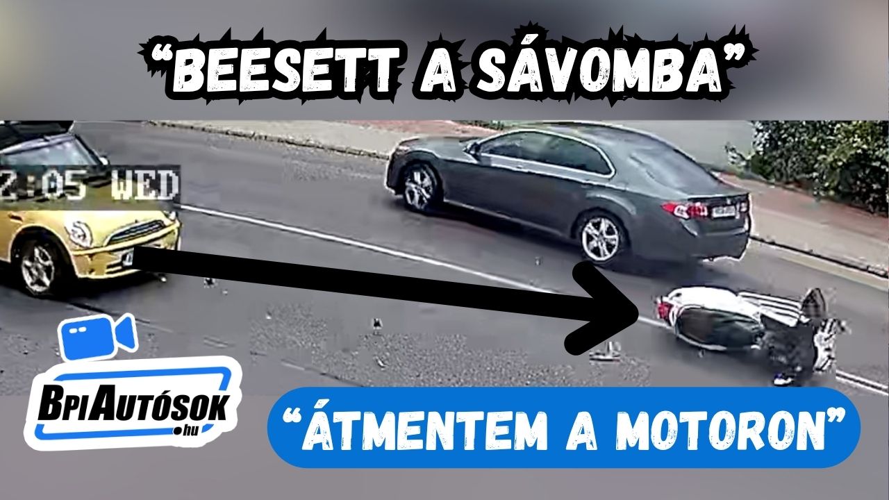 Elé esett a motoros, áthajtott a motoron a Minivel Budaörsön