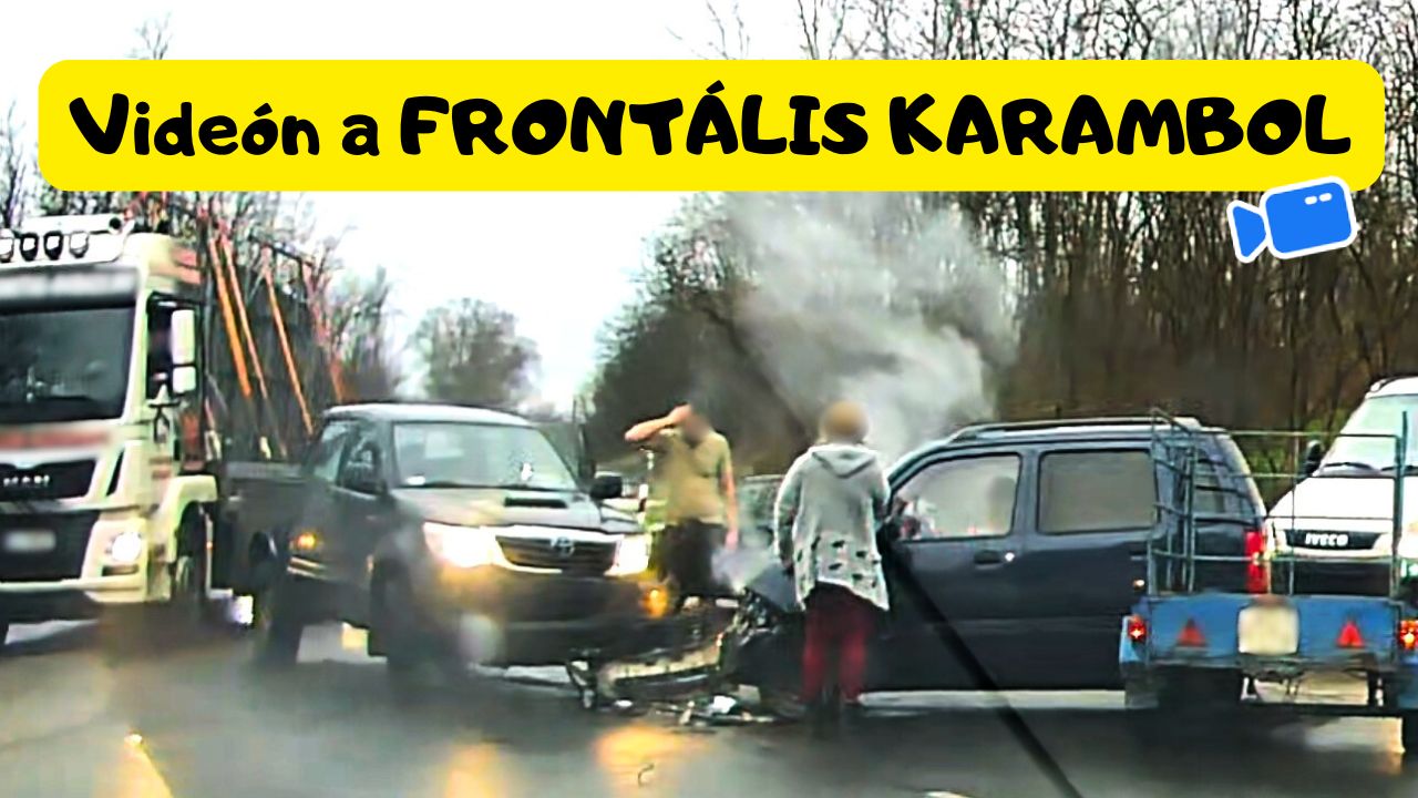 Lerepült a Suzuki orra a frontális karambolban. Kamera rögzítette